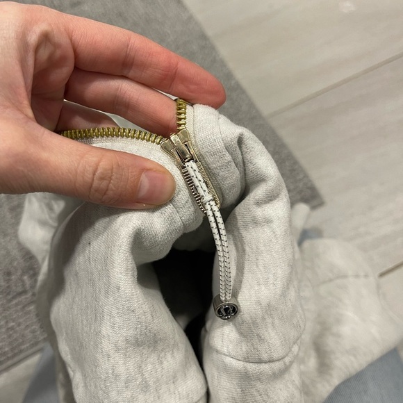 Lulumeon scuba hoodie heathered light cotton fleece gold with rose gold zip - Picture 10 of 13